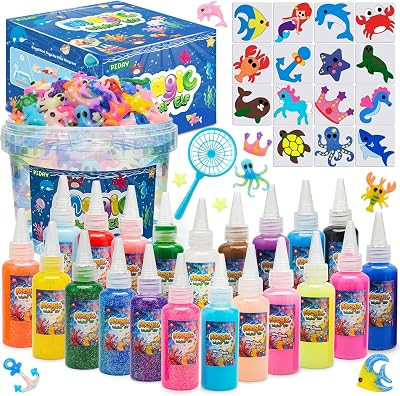 PIDAY Magic Water Elf Toy Kit – Squishies for Kids, 21 Gels & 15 Molds, Magic Gel Water Pets Sensory DIY Craft Kit, Party Favors & Gifts for Kids Ages 3+