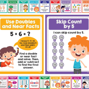 Decorably 20 Vibrant 1st Grade Math Posters for Classroom, 11x14in
