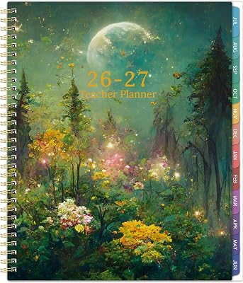 Teacher Planner 2026-2027 - Teacher Lesson Planner 2026-2027, Jul.2026 - Jun.2027, 9" x 11", Academic Planners Weekly and Monthly, Lesson Plan Book for Teachers with pocket, Tabs - Dreaming Moon