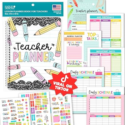 Hadley Designs Teacher Planner 2026-2027 Academic Year - Undated Teacher Lesson Planner Book for Teachers, Homeschool Planners 2026-2027, First Year Teachers Must Haves, Back to School Teaching Gifts
