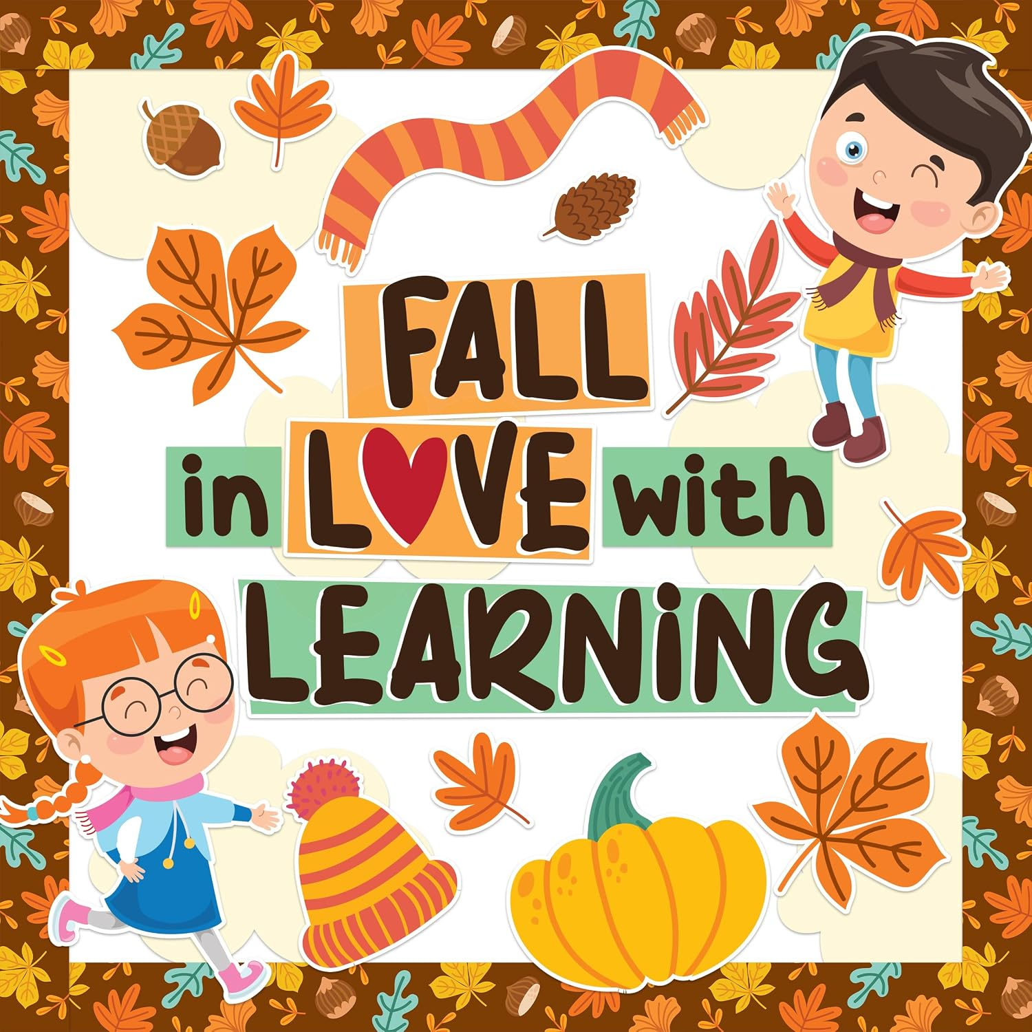 Decorably 63 Pcs Cutouts Inspirational Fall Bulletin Board Decorations Set