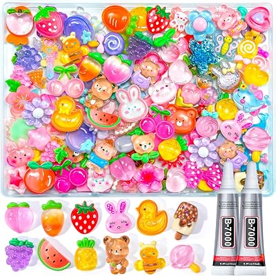LOTWOW 100Pcs Cute Styles Resin Charms Kit