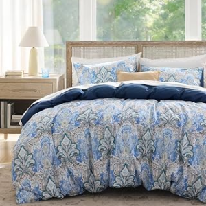 Bedsure 100% Cotton Floral Duvet Cover Set