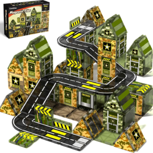 GobiDex Magnetic Tiles Army Toys, Military Magnetic Building Blocks for Kids 3-5 4-8 Girls Boys Toys Age 4-6 6-8, STEM Sensory Army Men Toddler Birthday Gifts for 3+ Year Old Kids Toy