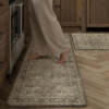 Vintage Kitchen Mats for Floor Anti Fatigue Waterproof Kitchen Rugs Sets of 2 Brown Cushioned Non-Slip Kitchen Mats Comfort Standing Mat for Sink Laundry Office 17.3″×47″+17.3″×30″