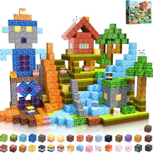 Winchoice 170PCS 1 Inch Magnetic Blocks, Magnet Cubes Building Toys for 3+ | Magnet Blocks for Kids, Forest Building Magnets, Stacking STEM Sensory Toys for Boys Girls Birthday Gifts