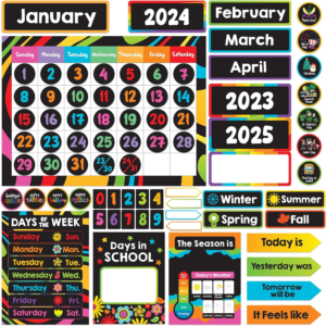 Decorably 143 Pcs Cutouts Chalkboard Classroom Calendar Bulletin Board Set