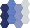 Vienrose Hexagon Felt Bulletin Board Self Adhesive Pin Board Wall Decoration Tiles with 35 Push Pins for Office Home and School, Blue Series 12 Pack
