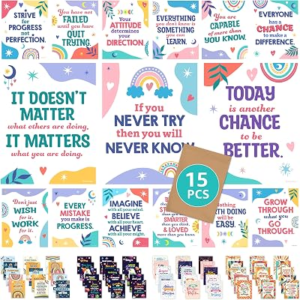 Decorably 15 Boho Themed Inspirational Posters for Classroom