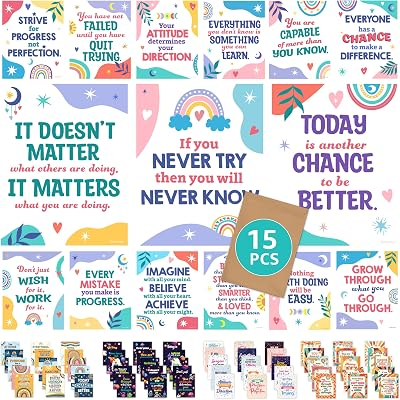 Decorably 15 Boho Themed Inspirational Posters for Classroom