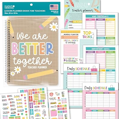 Hadley Designs Teacher Planner 2026-2027 Academic Year - Undated Teacher Lesson Planner Book for Teachers, Homeschool Planners 2026-2027, First Year Teachers Must Haves, Back to School Teaching Gifts