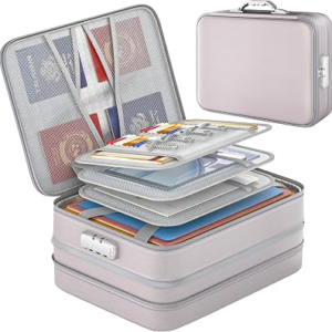 Nacial 5200℉ Fireproof Document Box with Lock, Expandable Document Organizer, Heat Insulated Fireproof Waterproof Box for File Storage, ﻿Portable Sturdy Handle for Important Documents Home Travel