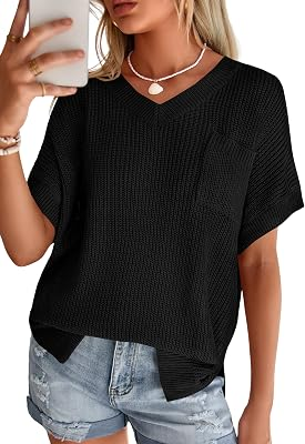 PRETTYGARDEN Womens Spring Short Sleeve Sweaters