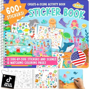 Sticker Books for Toddlers 2-4 Years – Toddler Sticker Book Preschool Learning Activities, Kids Stickers Ages 2-4, Quiet Books for Toddlers 3-5, Kids Travel Activities, Educational Toy Toddler Gifts