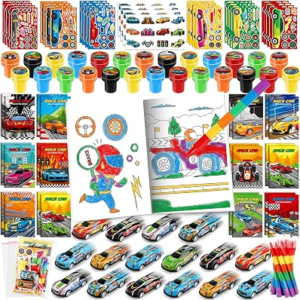 BenLouis 168Pcs Race Car Party Favors Racing Theme Coloring Books Crayons Sticker Set Bulk for Kids Fast Racecar Wheels Birthday Goodie Bag Stuffer Classroom Gifts Rewards Craft Pinata Fillers