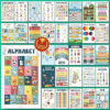 EXCOOL CLUB 32 Boho Educational Posters For Toddlers 1-3, Toddler Learning Posters For Kids Ages 3-5, Kindergarten Classroom Must Haves, Laminated Abc Number Chart Prek Classroom Decor Preschool