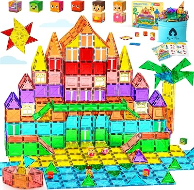 VigorFun Magnetic Tiles Building Toys Set for Kids Ages 3-5 4-8, STEM Construction Kit with 8 Magnetic Blocks, Educational Sensory Magnetic Toys Gifts for Toddler Boys Girls Learning Classroom