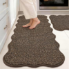 JSEI Non-Slip Scalloped Kitchen Rugs 2 Pcs