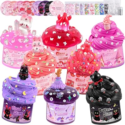 Halloween Slime Kit 8 Pcs, Cloud Butter Clear Slime, Halloween Party Favors