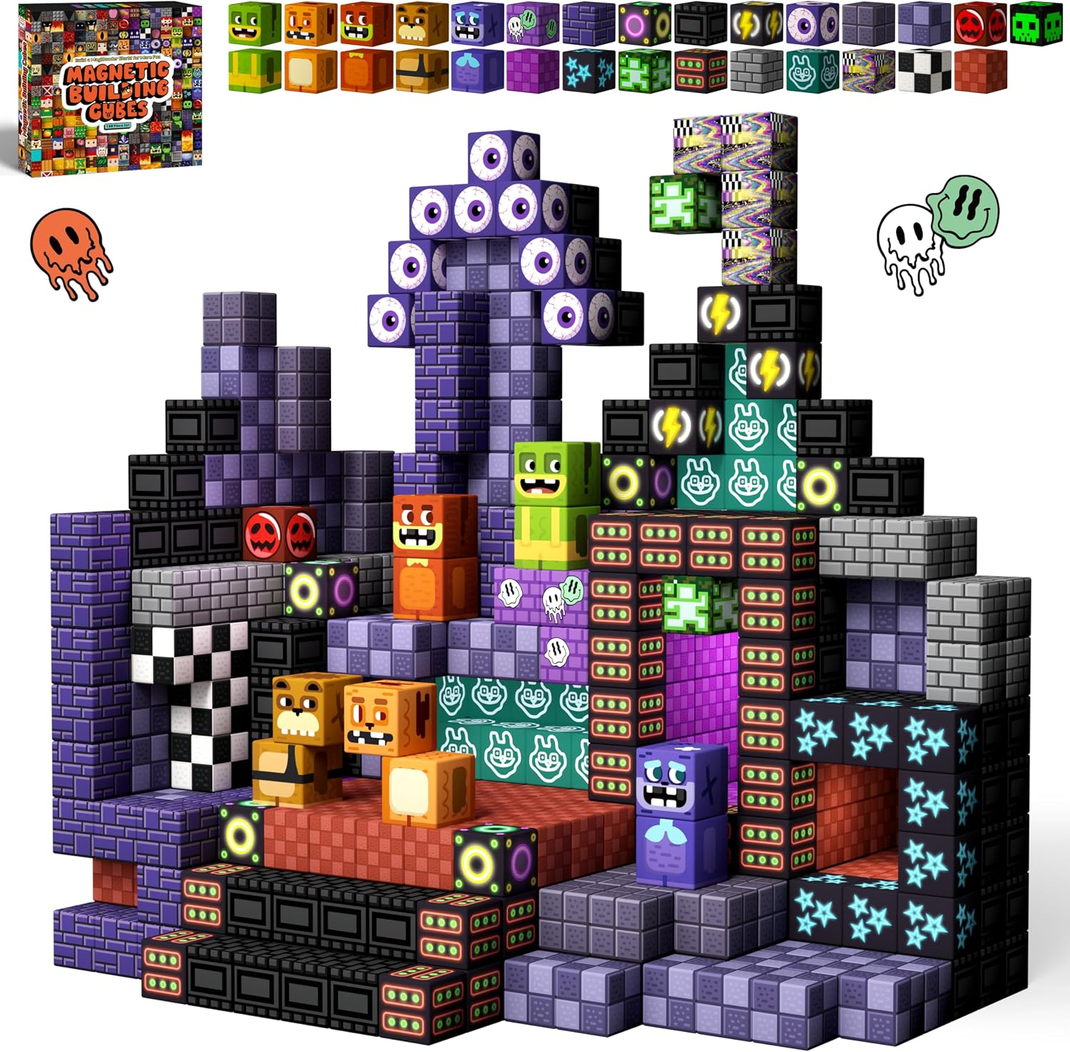 100PCS Magnetic Blocks Monster Bear Montessori STEM Toys, Build MagWonder with Building Construction Playset, Halloween and Birthday Gifts for 5 Year Old Boys
