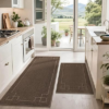 BEQHAUSE Kitchen Rugs Non-Slip Washable Rug Sets of 2, Machine Washable Kitchen Mats Absorbent Soft Kitchen Runner Rugs for Floor,Sink,Hallway,Laundry,24”x36”+24”x60”, Brown
