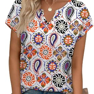 WIHOLL V Neck Cap Sleeve Tops