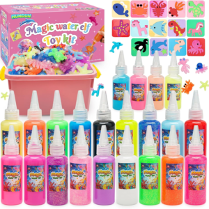 HunDun Magic Water Elf Toy Kit Gifts for Kids,Large Capacity Aqua Fairy Water Gel Kit for Kids with 22 Gels,Fun DIY Craft Kit,Squishy Maker,Make Your Own Squishies,Magic Water Pets