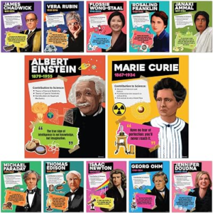 Decorably 12 Famous Scientists Science Posters for Classroom, 11x14in