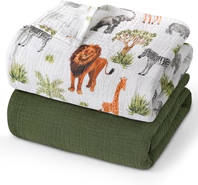 GLLQUEN BABY Muslin Swaddle Blankets for Newborn Boys, Large 40''x38'' | 2Pk, 100% cotton, ultra soft and breathable, gentle on sensitive newborn skin, Multi-use as swaddle wrap, receiving blankets