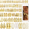 FAXHION 42 Pairs Gold Hoop Earrings Set