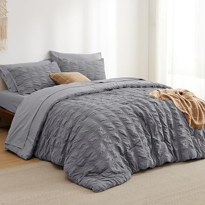 Bedsure 7-Piece Plaid Seersucker Bed in a Bag