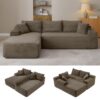 95" L-Shaped Modular Cloud Sectional Sofa Boneless Couches for Living Room, Comfy Corduroy Fluffy Couch with Deep Seat, Flexible Module Combination, No Assembly Boneless SOFE(Camel, Left Facing)