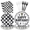 96Pcs Chess Birthday Party Decorations Chessboard Plates, Serves 24