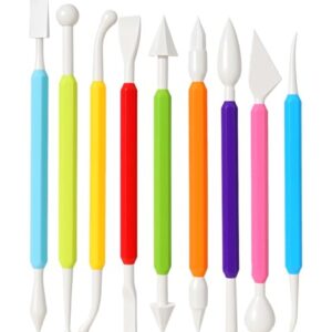 9 Pcs Air Dry Clay Sculpting Tools, Plastic Clay Shaping Tools Double-Head Polymer Modeling Pottery Tool for Pottery Cake Decoration Modeling Shaping, Ideal for Air-Clay Craft, Plastic Tool Kit