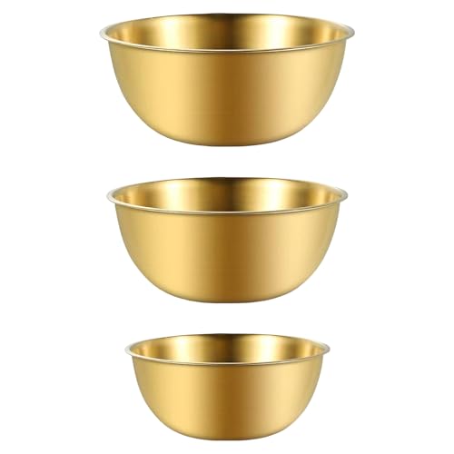 9 Pcs Gold Stainless Steel Mixing Bowls Set, 3 Sizes, Deep Salad Bowl for Nesting Storage, Baking, Prepping, Serving, Space Saving Kitchen Bowls with Deepened Design for Mixing and Tossing