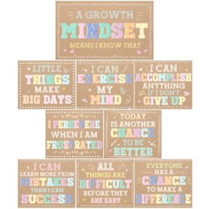 9PCS Growth Mindset Posters for Classroom Pastel Growth Mindset Inspirational Poster Banners Back to School Decor Motivational Bulletin Board Posters for School Classroom Office Home Teacher Supplies