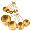 9 Pcs Stainless Steel Measuring Cups and Spoons Set, Gold Color with Clear Scale, Includes 4 Measuring Cups and 5 Measuring Spoons, for Baking, Cooking, and Coffee Measuring