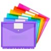 A4 6 Pack Binder Pocket Envelopes Binder Folders 11 Holes for 2/3/4 Ring with Snap Button Label File folders