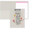 A4 Cute Clipboard Folio with Notepad Clipfolio and Interior Storage, Foldable Nursing Legal Size Clipboards for Work/Kids/Teachers - Good Day
