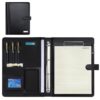 A4 PU Leather Portfolio Holder Ring File Document Case with Removable Binder Clipboard Multi Pocket File folders