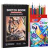 A5 Sketchbook Kit with 36 Colored Pencils, Spiral Pad, 5.8 x 8.3 in