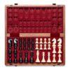 A&A Premium Chess Board Game Set, 15" Wooden Chess Board & 3" King Height Unique Chess Pieces with 2 Extra Queens, Portable Travel Chess Set for Adults Kids (Natural Mahogany, 15 Inches)