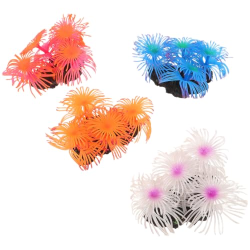 Abaodam 4pcs Realistic Silicone Coral Aquarium Ornament for Fish Tank Decoration, Reef Safe and Stable Construction, Provides Safe Hiding Places, for Freshwater and Tropical Underwater