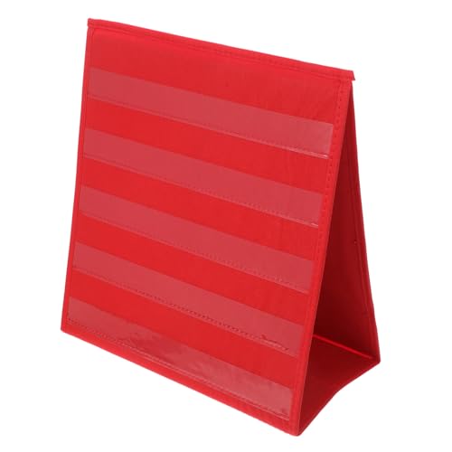 Abaodam Classroom Pocket Chart Display Stand with Triangular Design and Multiple Slots, Double-Sided Card Display Frame for Sentence Strips and Index Cards, Easy Storage Organizational Aid