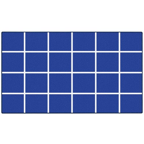 ABCarpet 24-Carpet Squares Classroom Rug 7'6" x 13'1" - Large Blue Seating Carpet for Elementary Preschool with Non-Slip Backing - Grid Pattern Rugs for Classroom Library, Daycare, Kindergarten