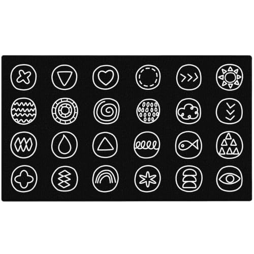 ABCarpet Abstract Classroom Rug for Kids, 7'6"x13'1" Black Classroom Carpet with Durable Nylon Surface & Non-Slip Backing, Circle Time Rug for Preschool, Daycare, Playroom, Learning & Reading Area