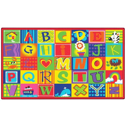 ABCarpet Classroom Rug - 7'6" x 13'1" Large Alphabet Carpet with 24 Seating Spots, Washable ABC Rug for Preschool, Kindergarten, Daycare, Elementary School, Nursery Decor