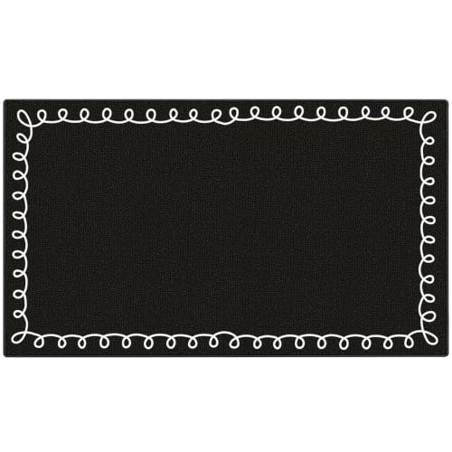 ABCarpet Classroom Rug for Kids, 7'6"x13'1" Modern Black Classroom Carpet with Durable Nylon Surface & Non-Slip Backing, Circle Time Rug for Preschool, Daycare, Playroom, Learning & Reading Area