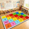ABCarpet Music Classroom Rug, 7'6''x13'1'' Durable Nylon Classroom Carpet with Non-Slip Backing, School Seating Rug for Circle Time, Preschool, Daycare, Playroom, Learning & Reading Area