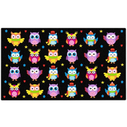 ABCarpet Owl Classroom Rug for Kids, 7'6"x13'1" Colorful Classroom Carpet with Non-Slip Backing, Nylon Circle Time Rug for Preschool, Daycare, Playroom, Reading & Learning Areas